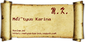 Mátyus Karina névjegykártya